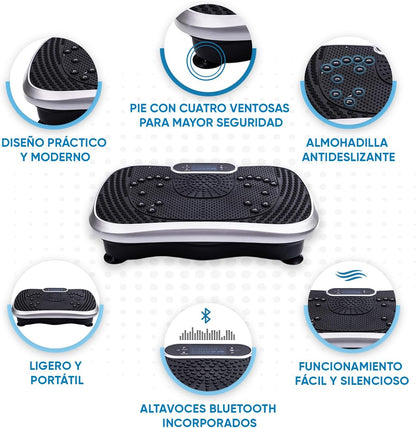 Plataforma Vibratoria de Entrenamiento con Accesorios y Guía de Ejercicios GRATIS